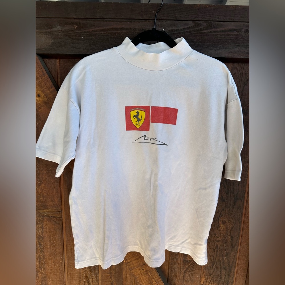 Ferrari White T-Shirt with Red and Yellow Logo